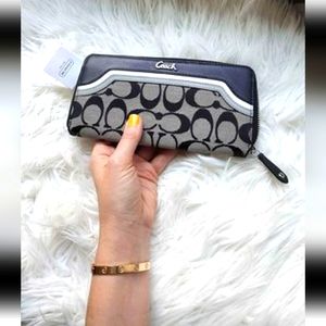 COACH Signature Spectator Large Zip Around Wallet